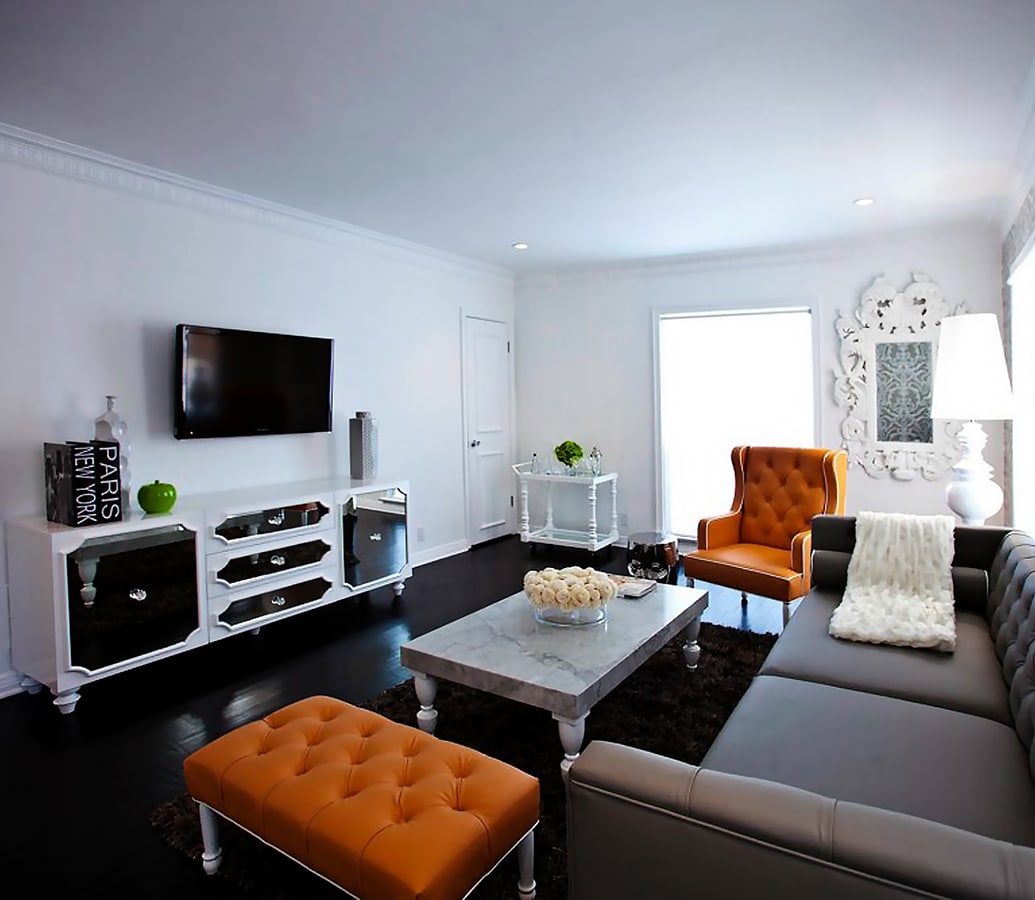 living area one bedroom StayTony Hollywood fully furnished monthly apartments